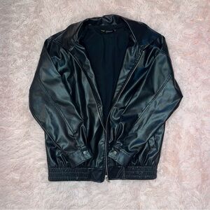 Finesse Black Faux Leather Bomber Jacket